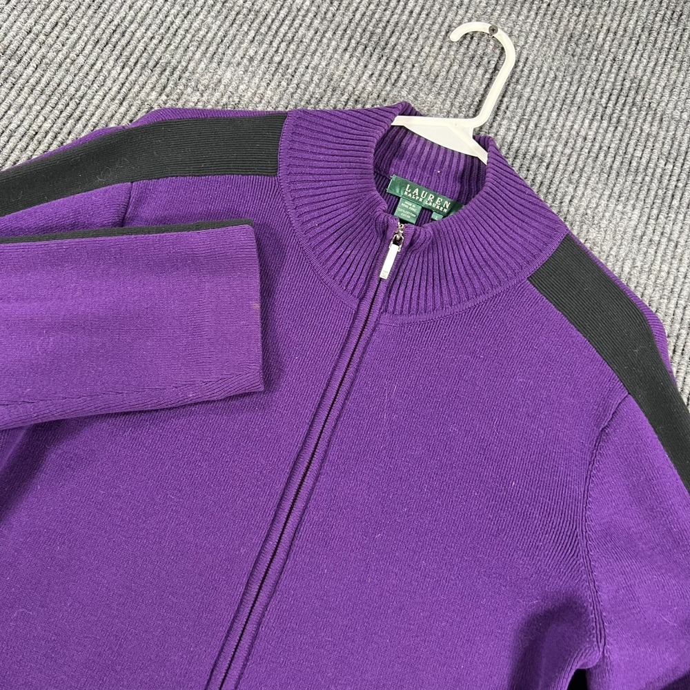 Lauren Ralph Lauren Jacket Shirt Womens Large Purple Long Sleeve Full Zip Mock